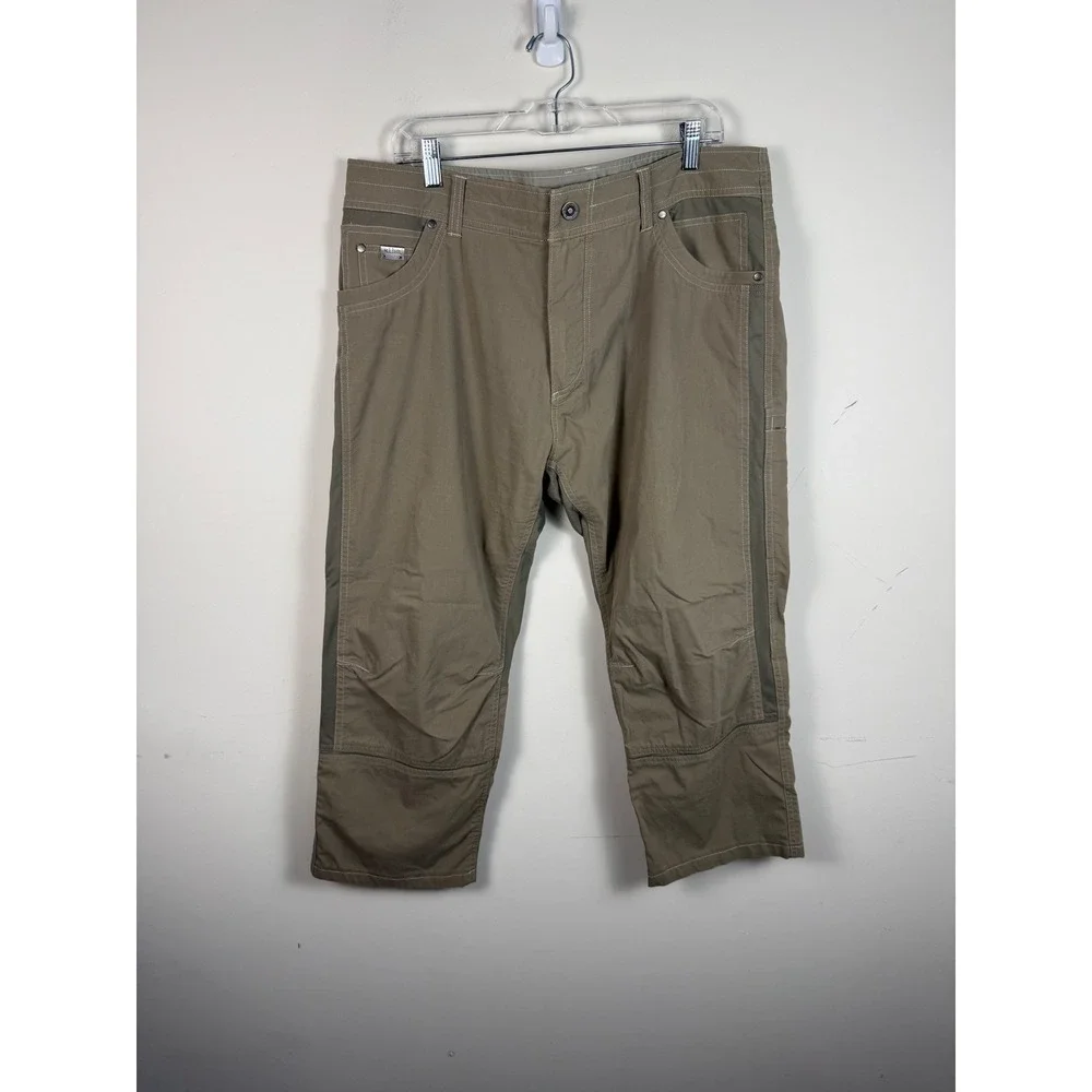 Kuhl Radikl Pants Mens 38x25 Khaki Tan Brown Hiking Outdoor Cropped Hemmed